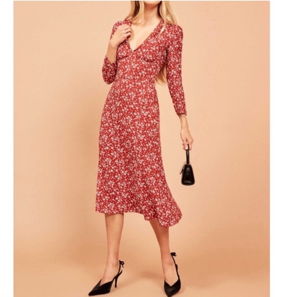 Reformation Mabel Dress in Rouge Size 6 - Picture 1 of 4